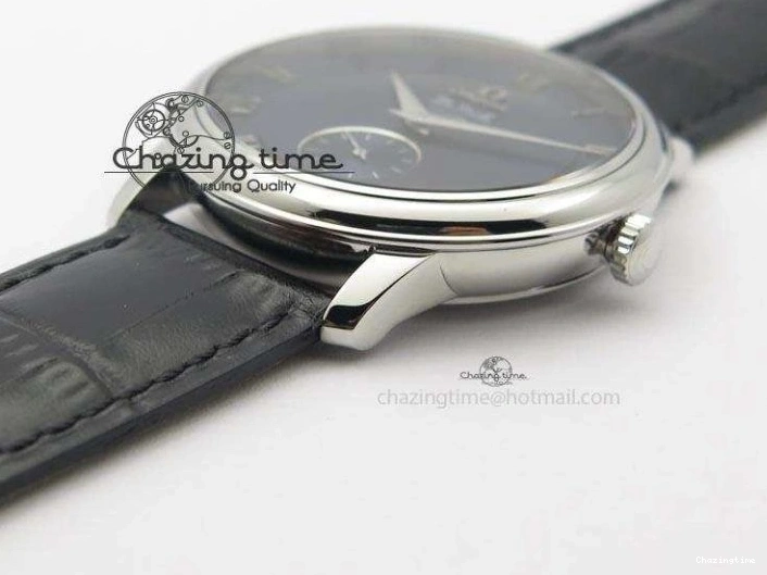 0311 De Ville MK 1:1 Best Edition SS Blue Dial On Black Leather Asian Seagull T1701 (Sec@6) Casual 8242
